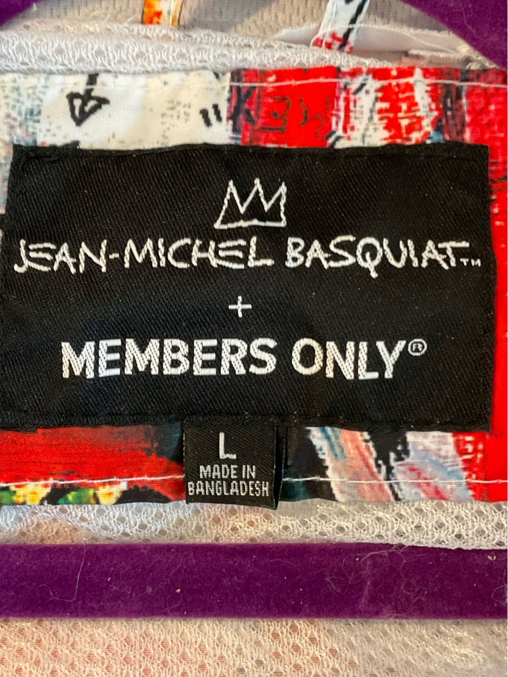 Members Only Jean-Michel Basquiat Windbreaker Art Graffiti Jacket, Large NWOT - Picture 9 of 10